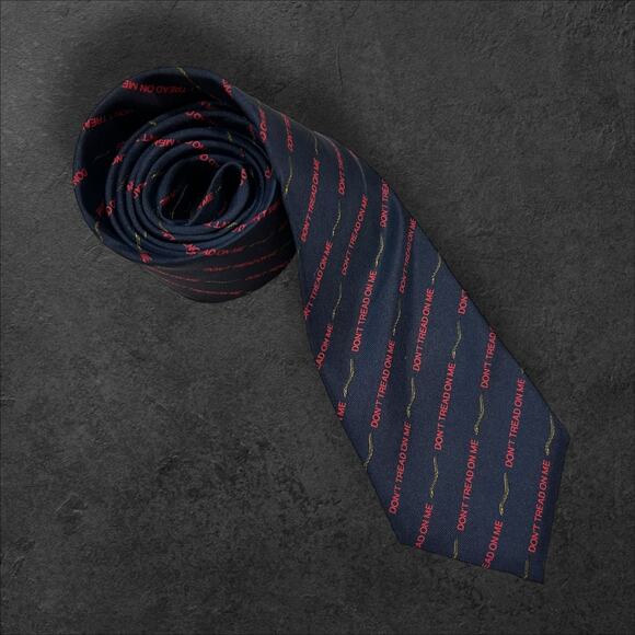Vintage Horchow Novelty Men's 100% Silk Professional Tie US NAVY Gadsden Flag - Picture 1 of 3